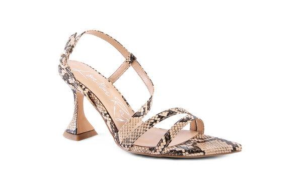 CHERRY TART Snake Print Spool Heel Sandals